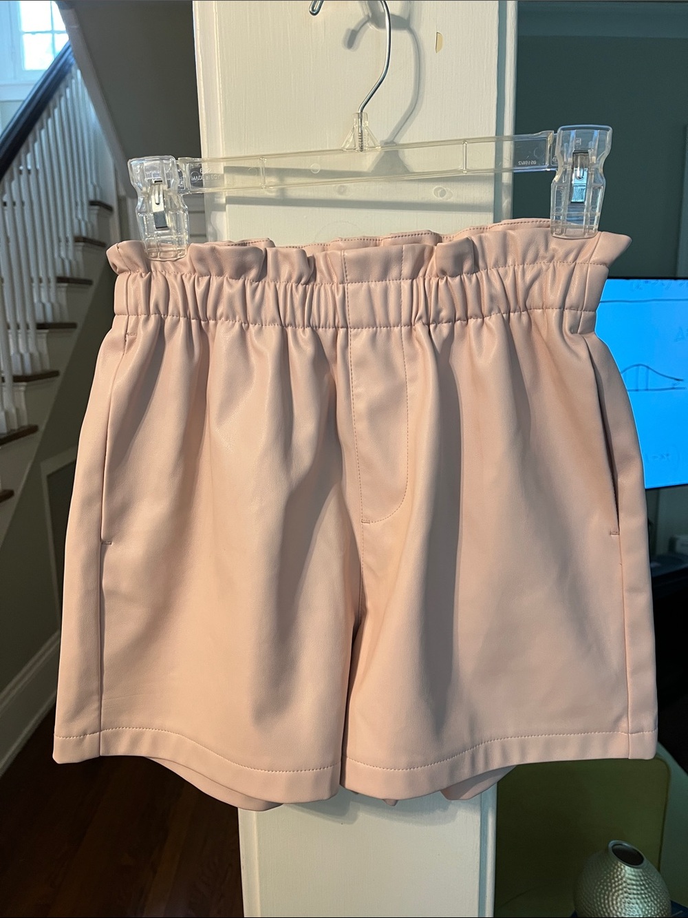 NWOT Steve Madden Blush Pink High-Waist Faux Leather Elastic Shorts